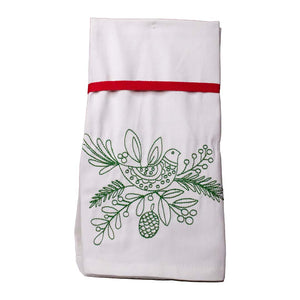 Christmas Partridge embroidered guest towel set of 2