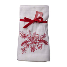 Load image into Gallery viewer, Christmas Partridge embroidered guest towel set of 2
